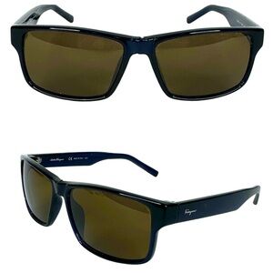 SALVATORE FERRAGAMO 57mm Square Sunglasses Blue Made in Italy Style SF960S